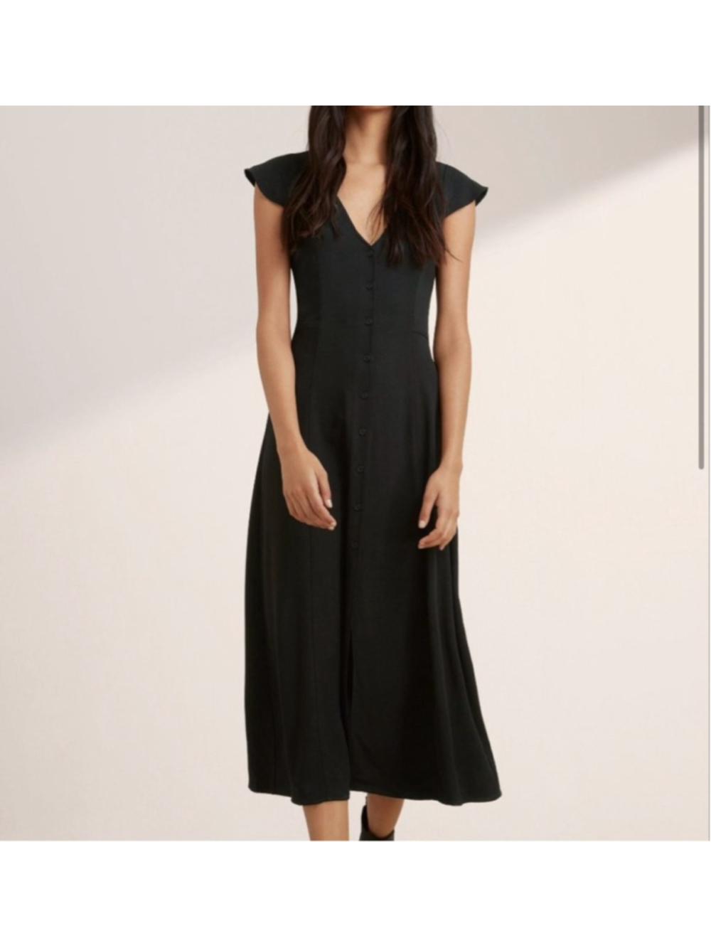 Aritzia Talula Bonsallo Dress Black Button front Midi Dressi